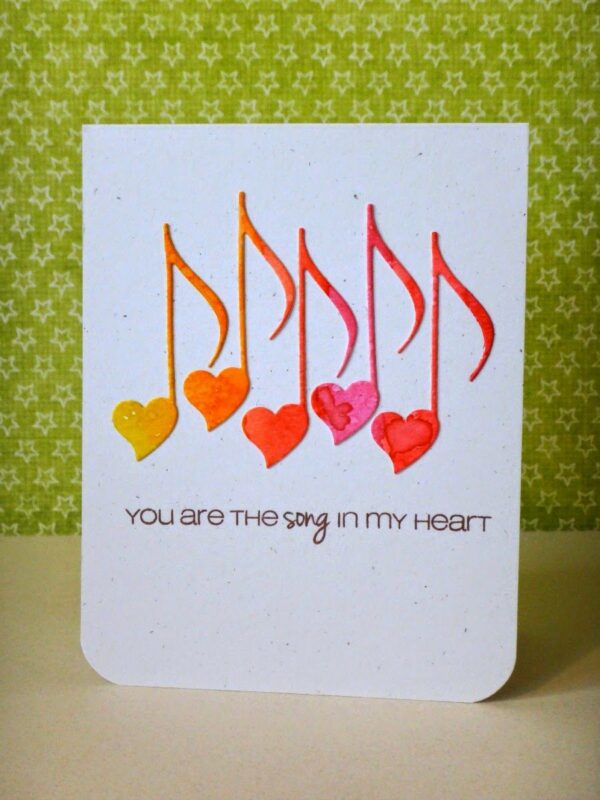 HEART BEAT Music Note Card – การ์ดลายโน้ตดนตรีรูปหัวใจ