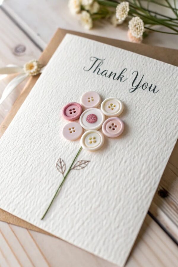 BUTTON ART Flower Card – การ์ดปะดอกไม้จากกระดุม