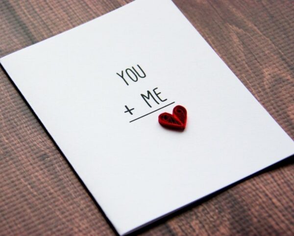 YOU + ME Simple Heart Card – การ์ดเรียบง่ายลายหัวใจปะนูน