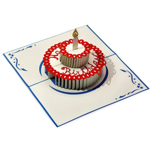 POP-UP CAKE Red Stripe Base – การ์ด Pop-up เค้กฐานลายทาง