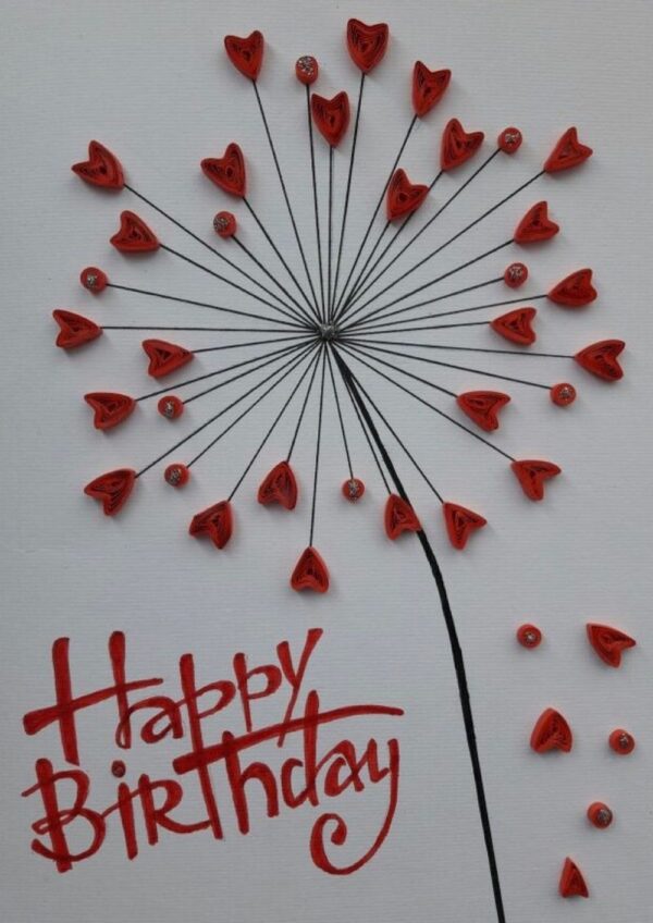 FIREWORK Heart Birthday Card – การ์ดวันเกิดลายหัวใจพลุ